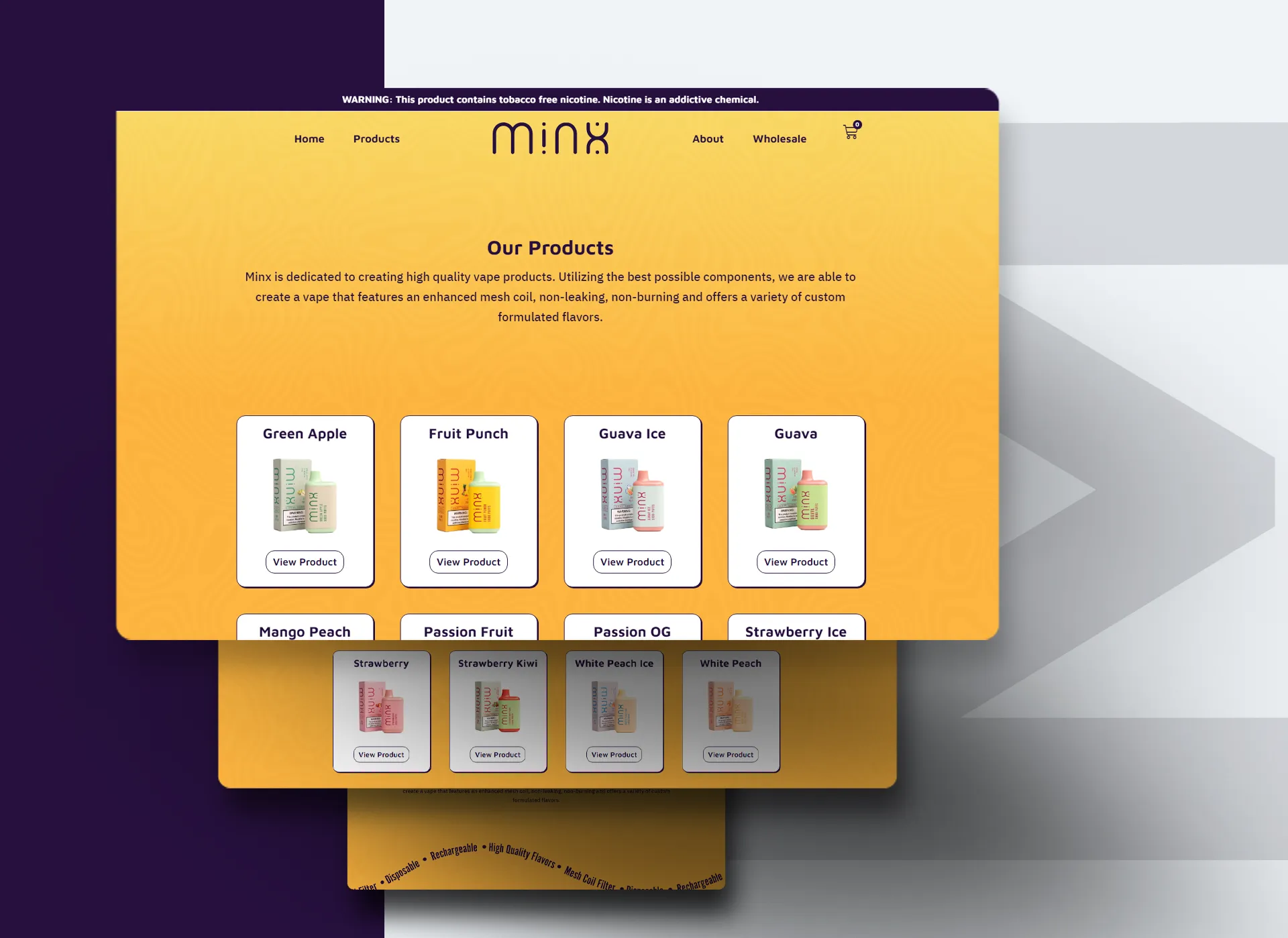 Minx Vapes website screenshot 5