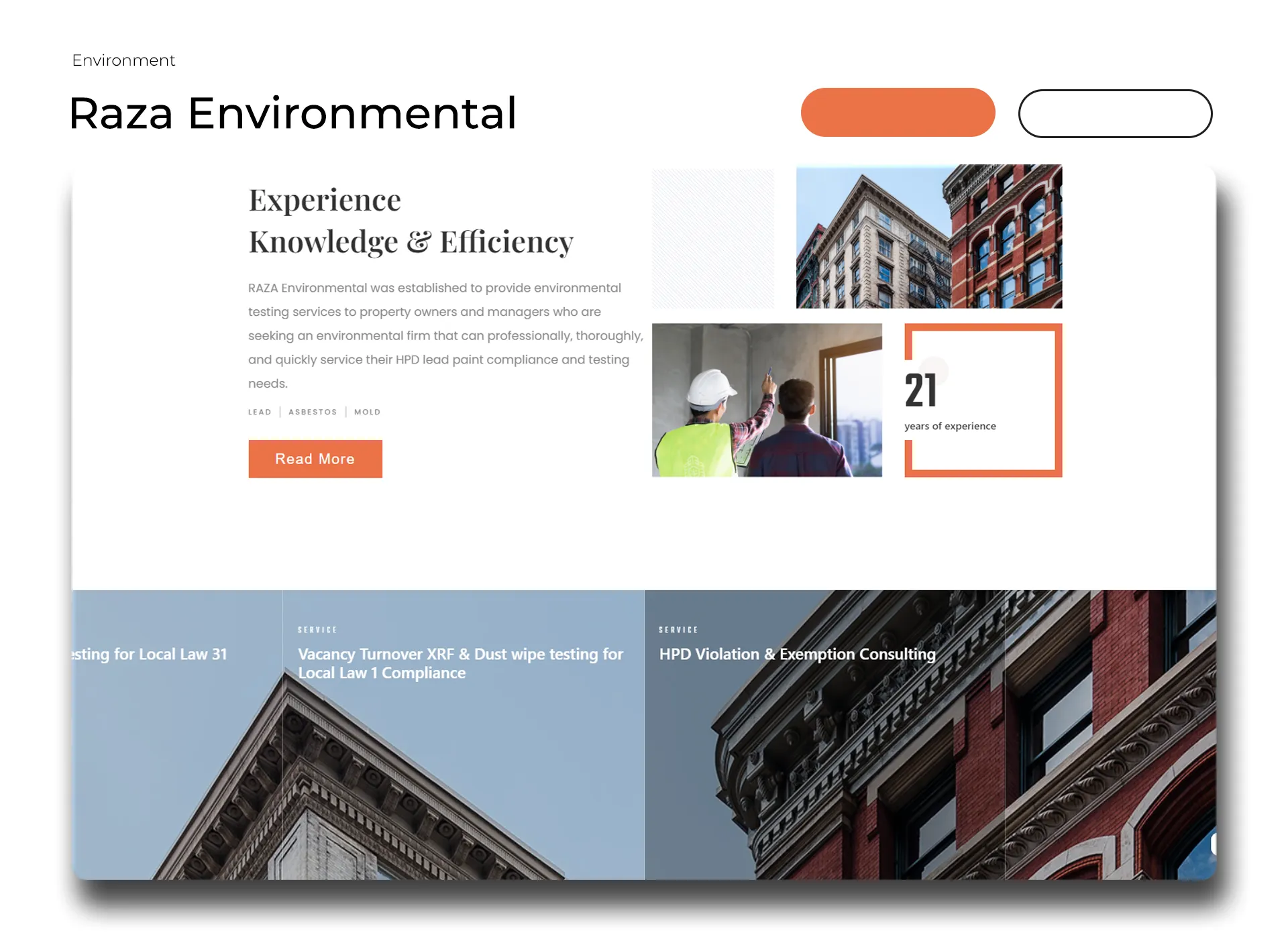 Raza Environmental website screenshot 1