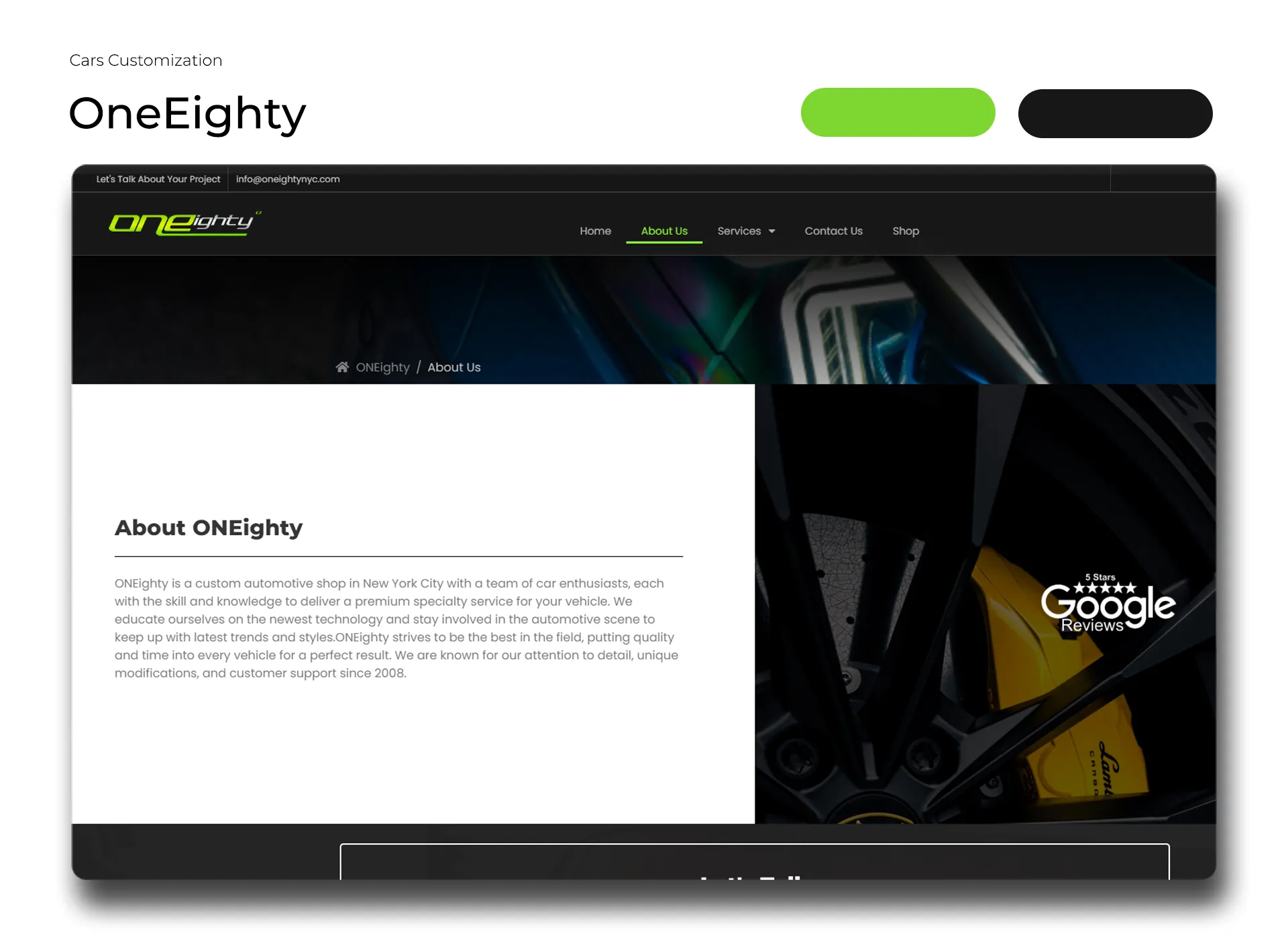 Oneighty website screenshot 1