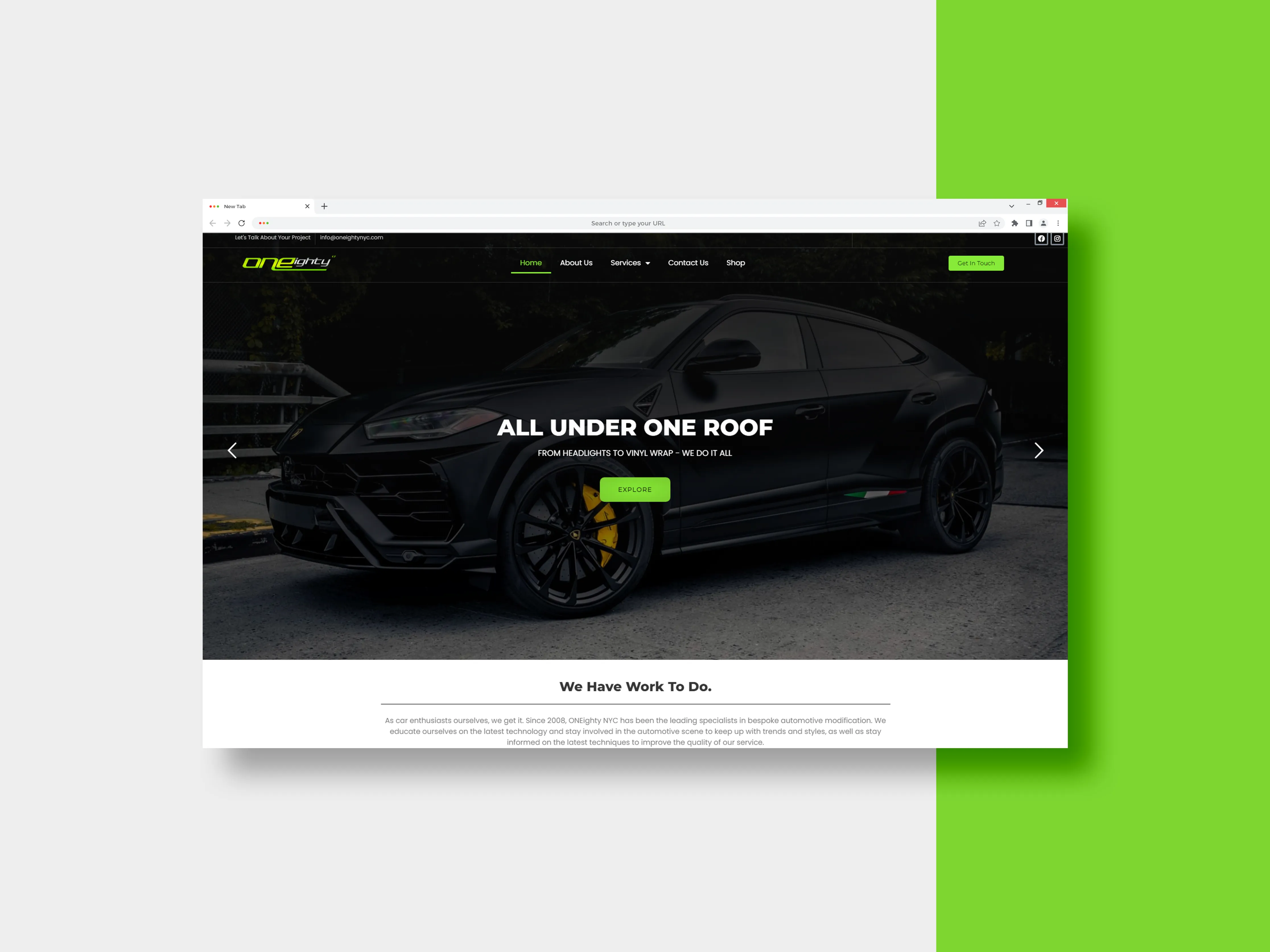Oneighty website screenshot 2