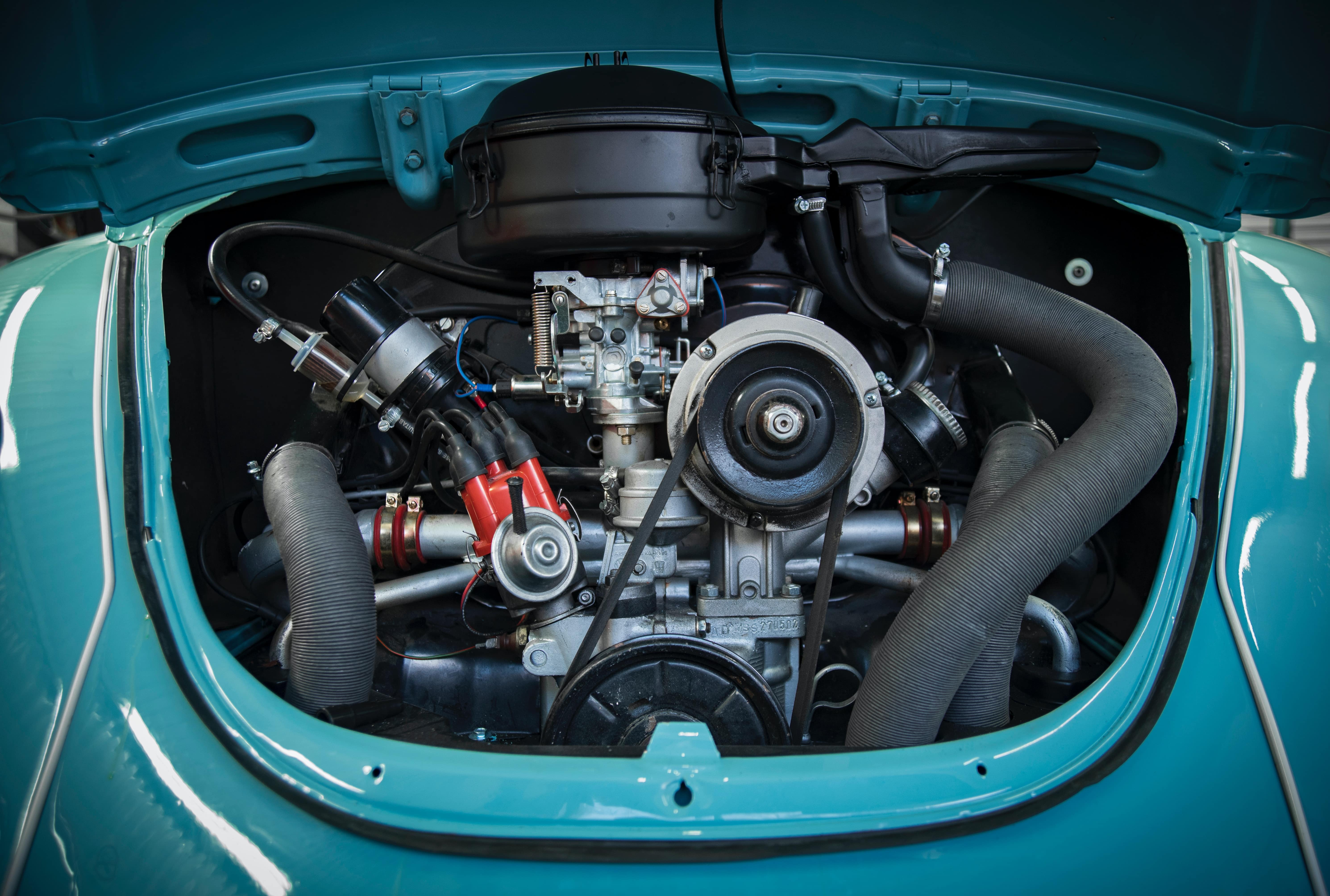 Closeup of a Beetle engine bay
