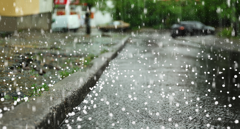 Hail damage suburban home