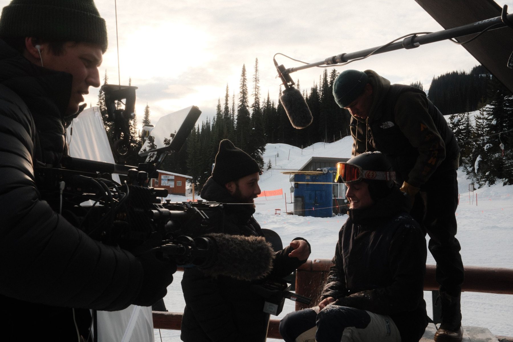 Behind the scenes: the crew filming the doctor on the deck at Apex