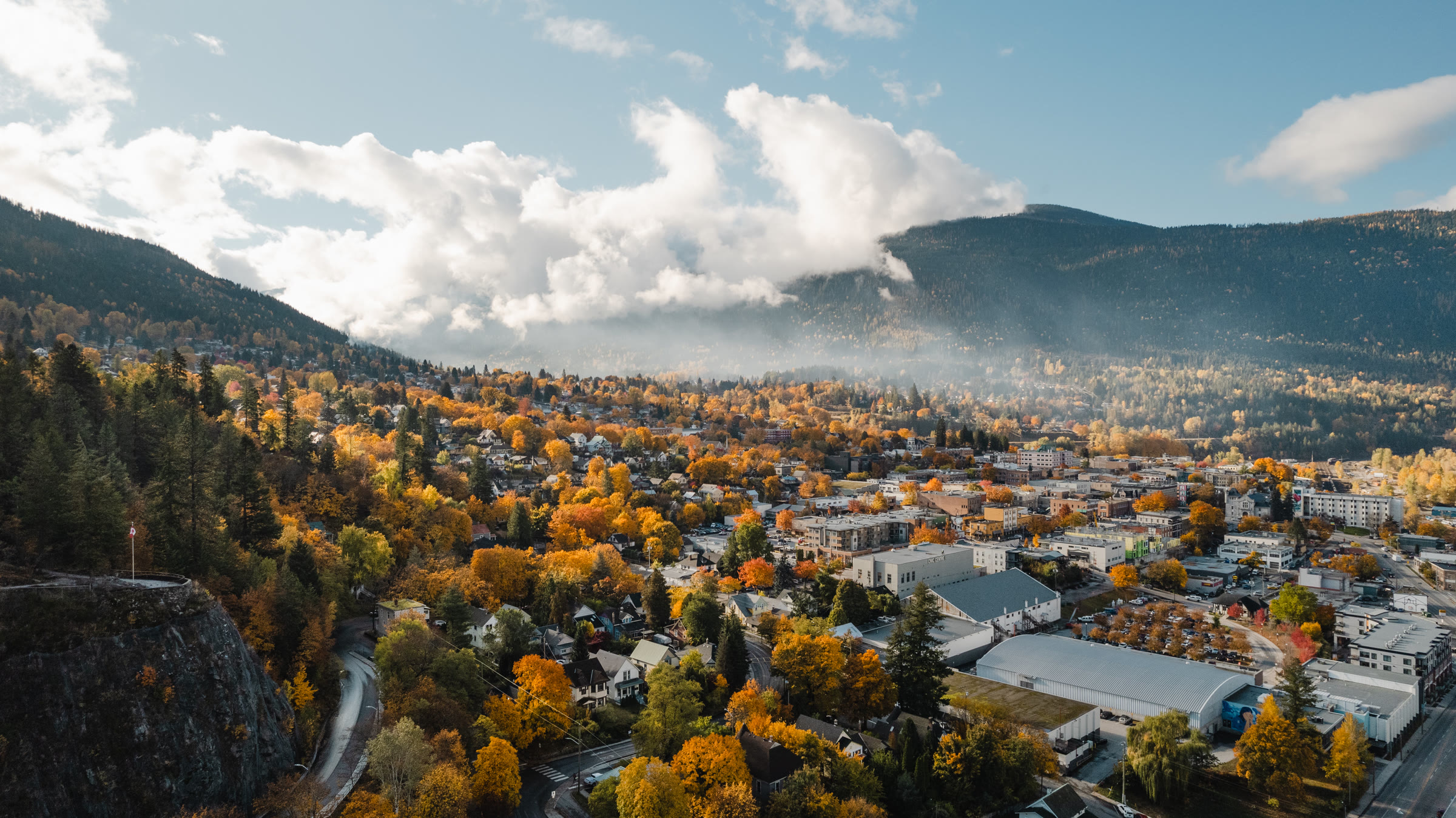 Aerial view of Nelson, BC
