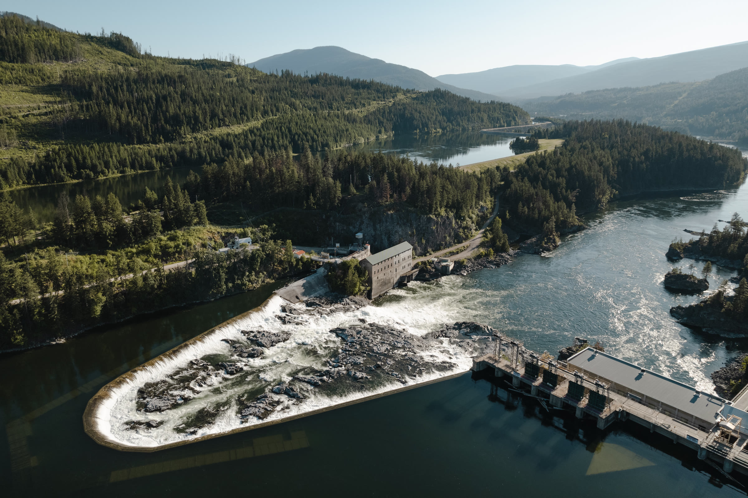 Aerial view of the Nelson Hydro dam