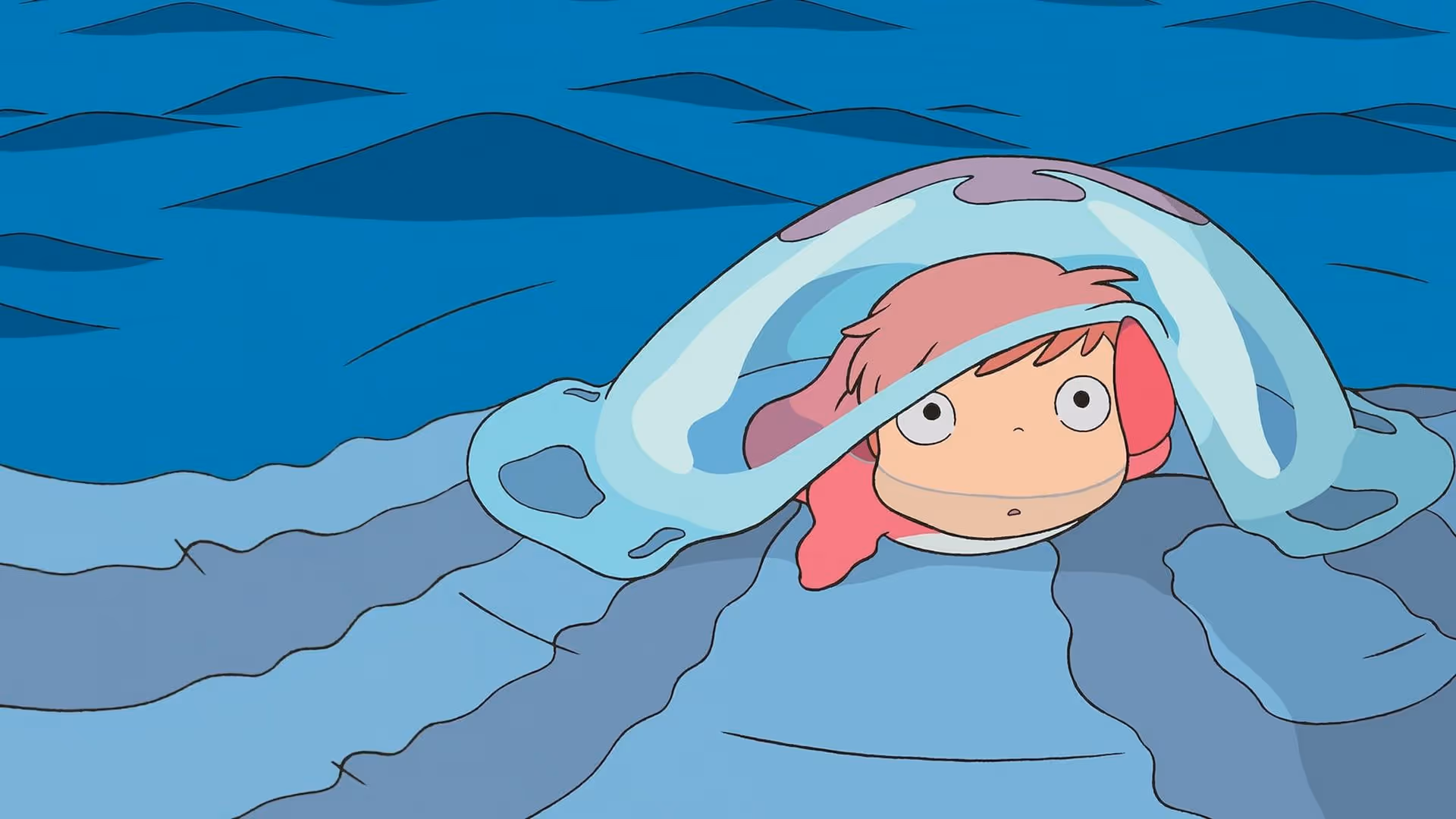 Ponyo på klippan vid havet