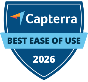 Capterra Best Ease of Use 2026 badge, Event Temple