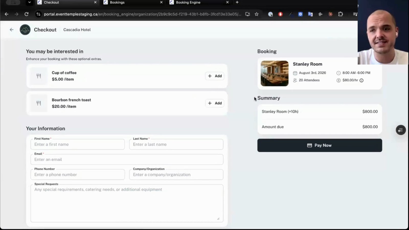 The Event Temple Booking Engine walkthrough video