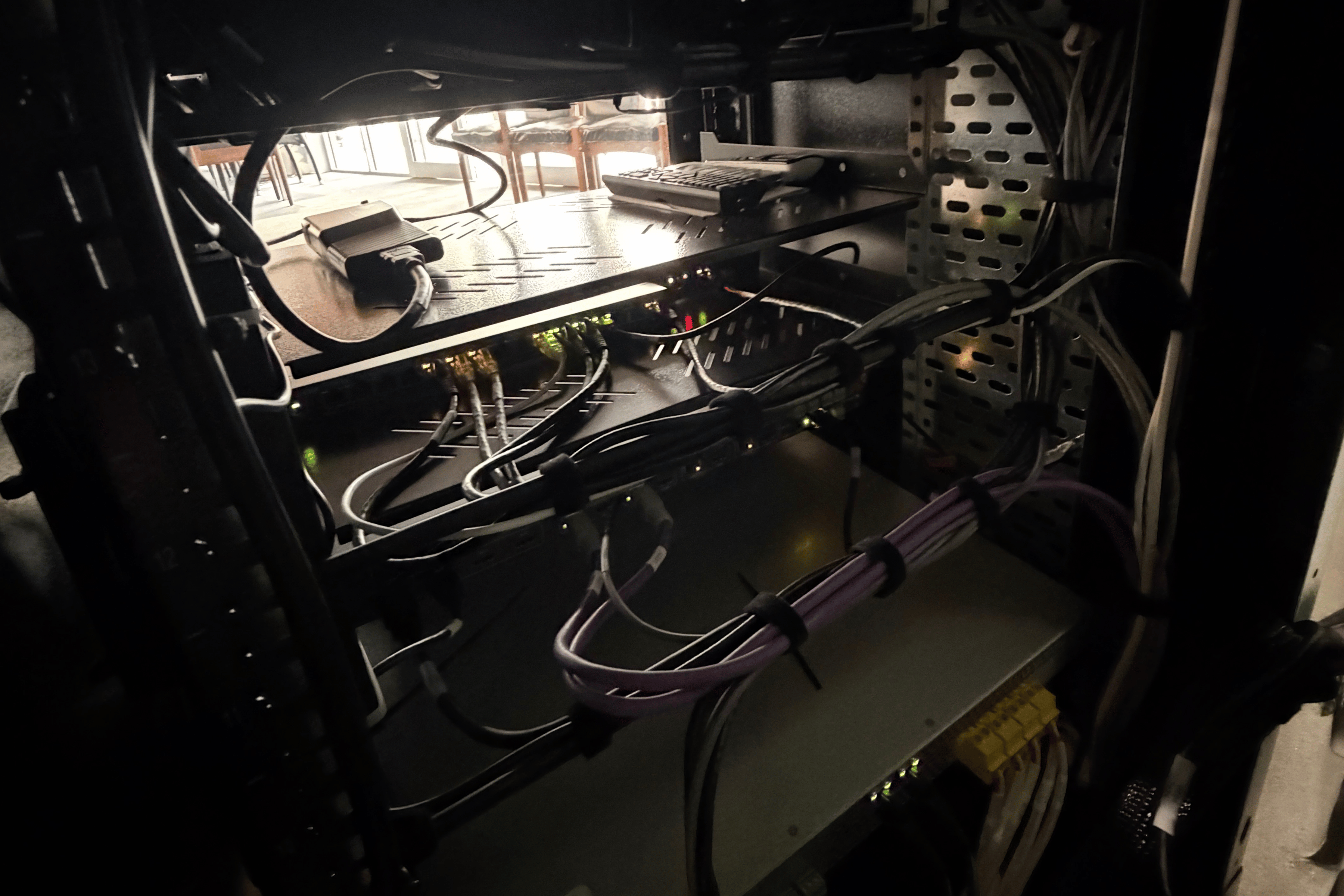 Crestron touch panel — power, source, volume