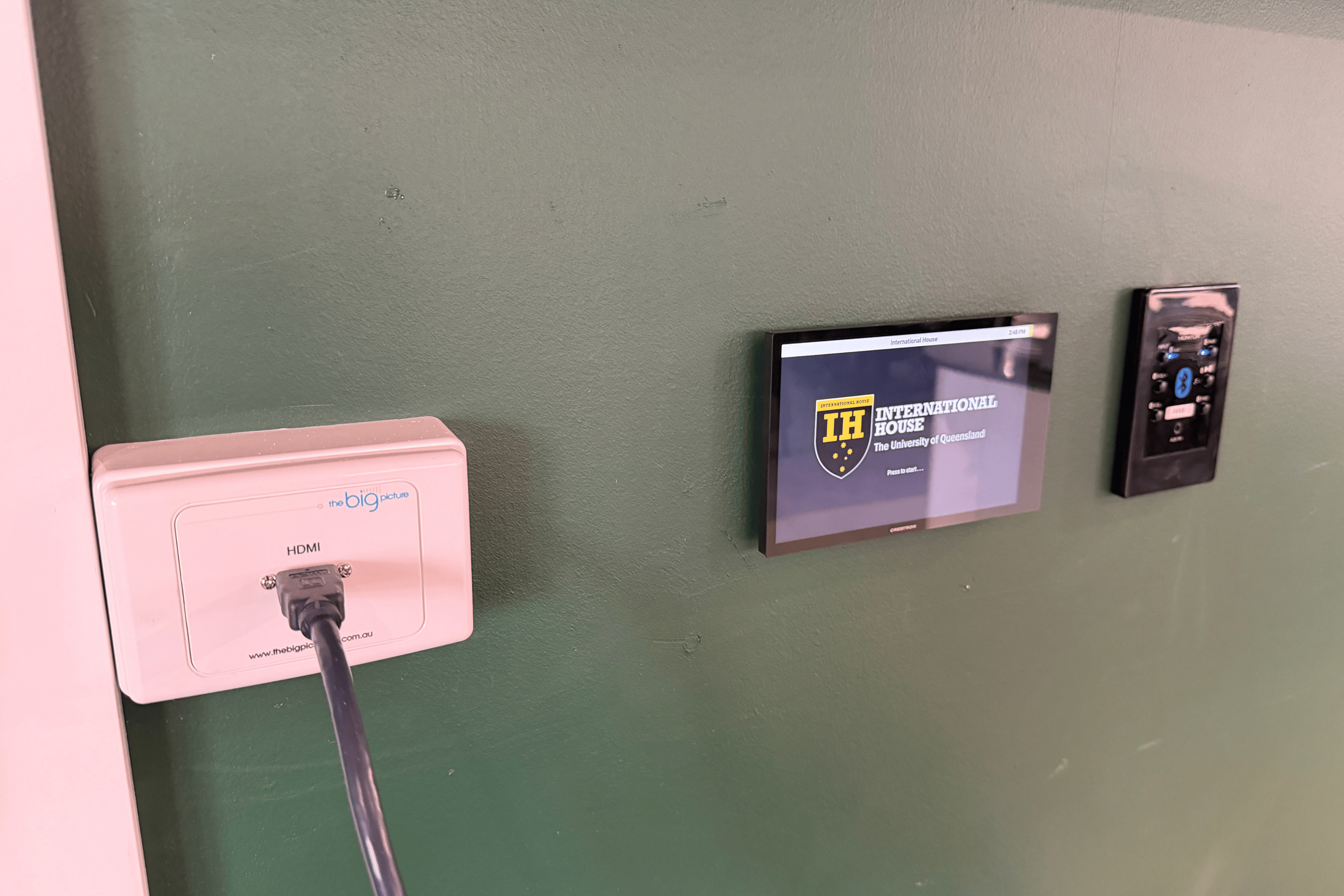 85-inch Sony display mounted beside servery