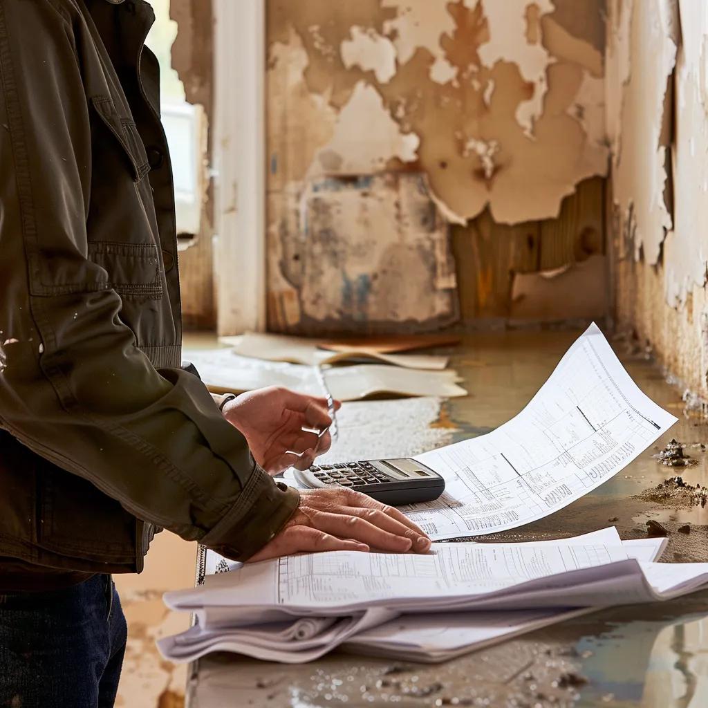 Homeowner reviewing repair bills for blocked drains, highlighting the financial impact of neglect