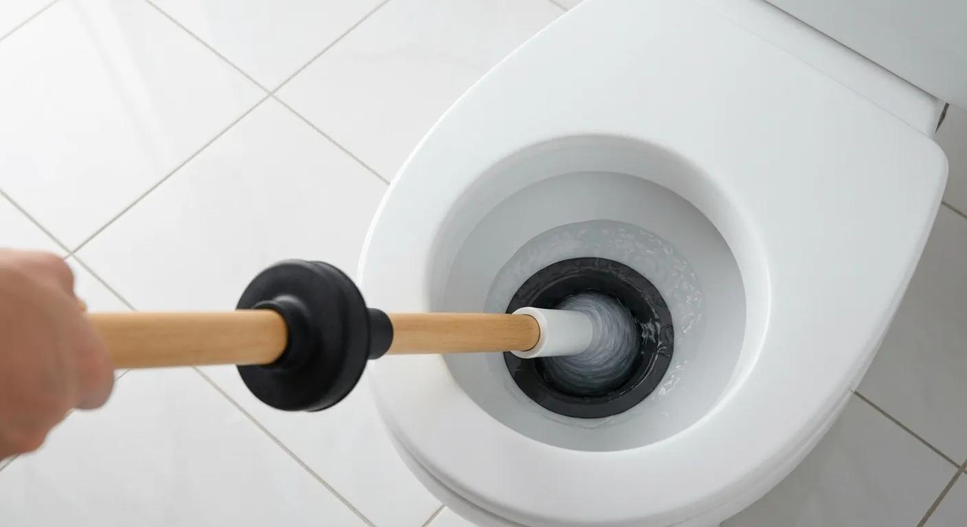 Flange plunger creating a seal over a toilet drain for effective unclogging
