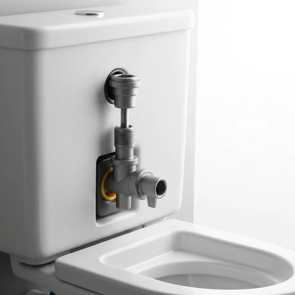 Close-up of toilet tank components, focusing on flapper and fill valve, essential for troubleshooting running toilets