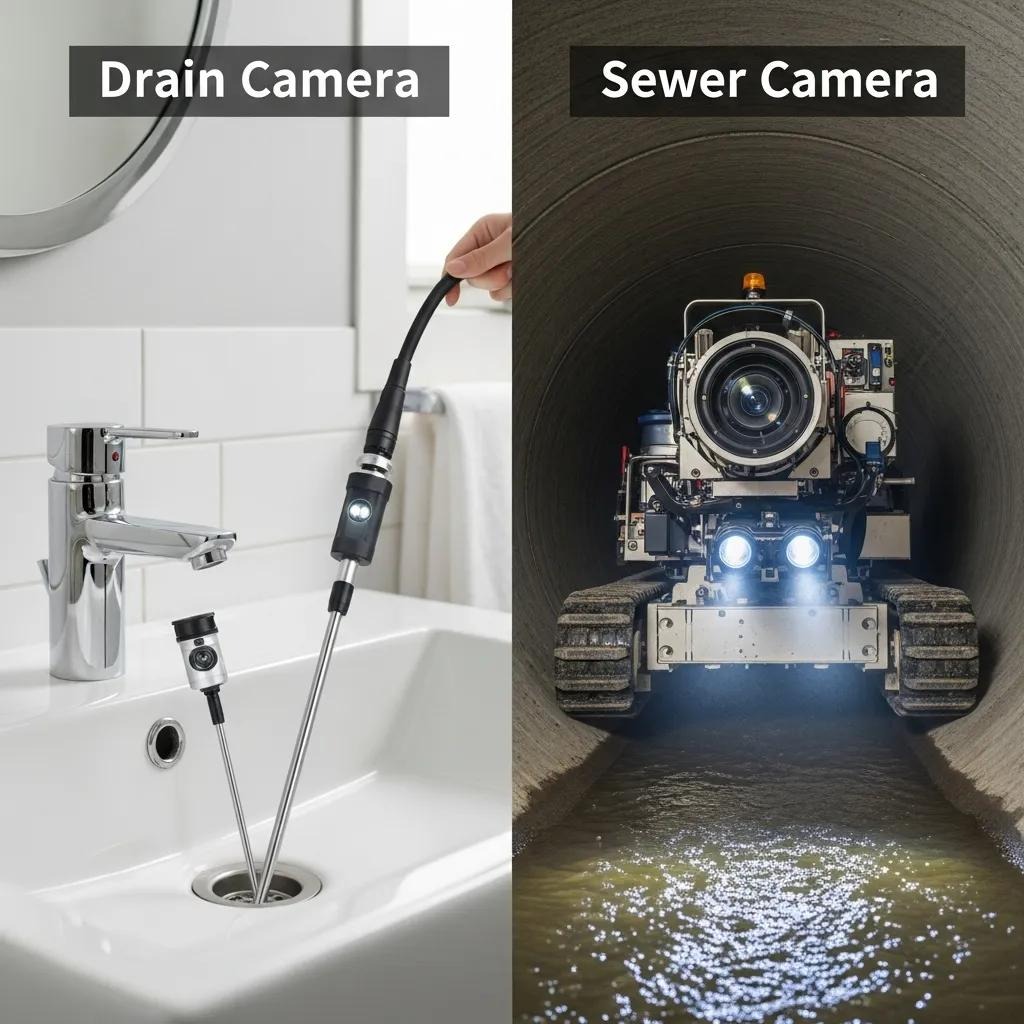 Comparison of drain camera and sewer camera used in plumbing inspections
