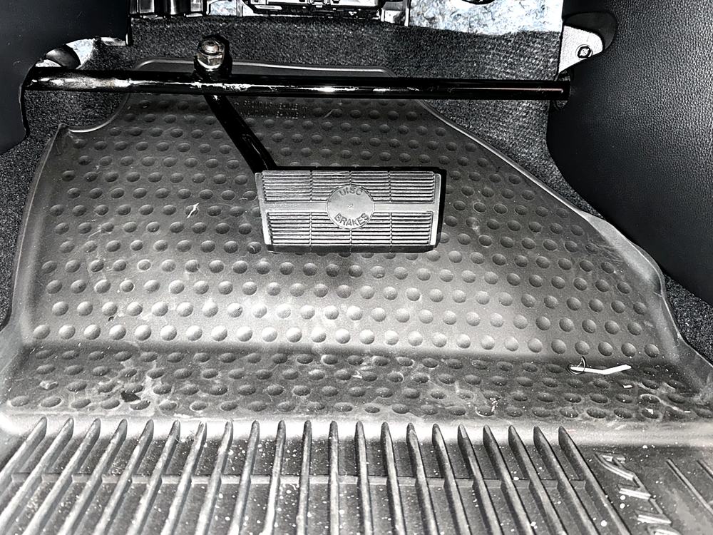 Bar Brake installed, straight-on view of the passenger footwell