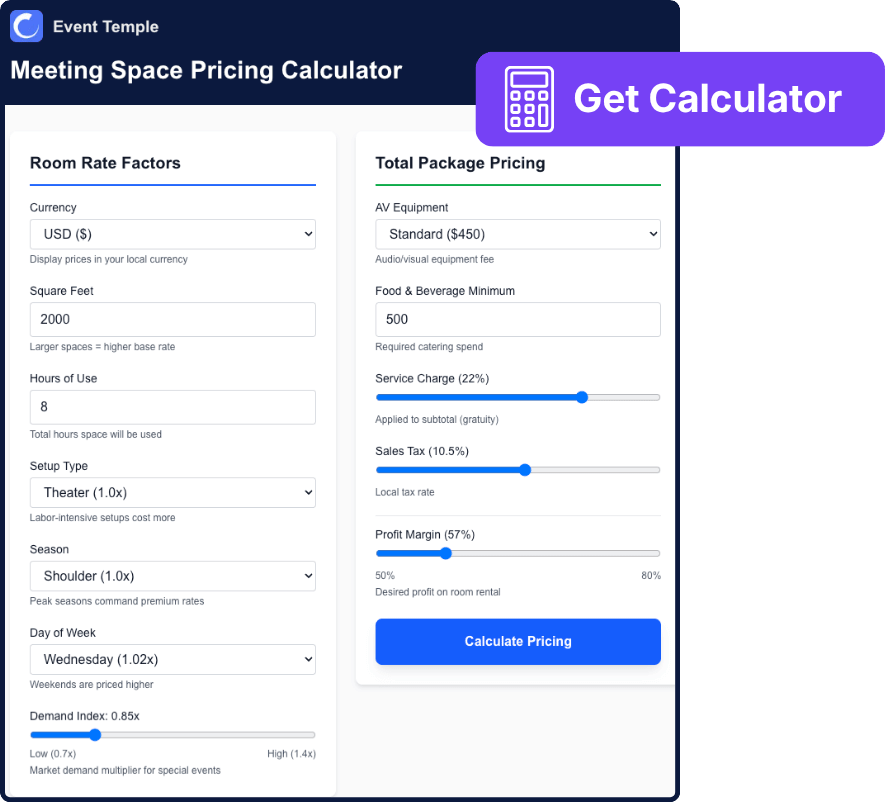 Event Space Pricing Calculator Tool - Free Access