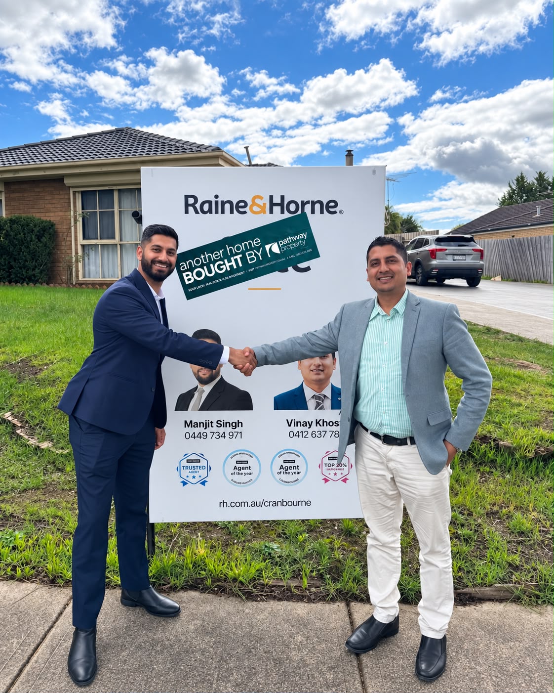 A Pathway Property client outside the home they purchased