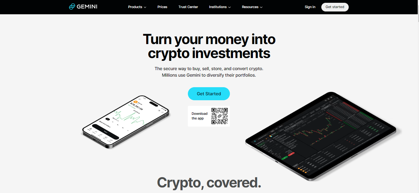 Signing in Gemini Exchange Digital Asset Buy, Sell & Trade