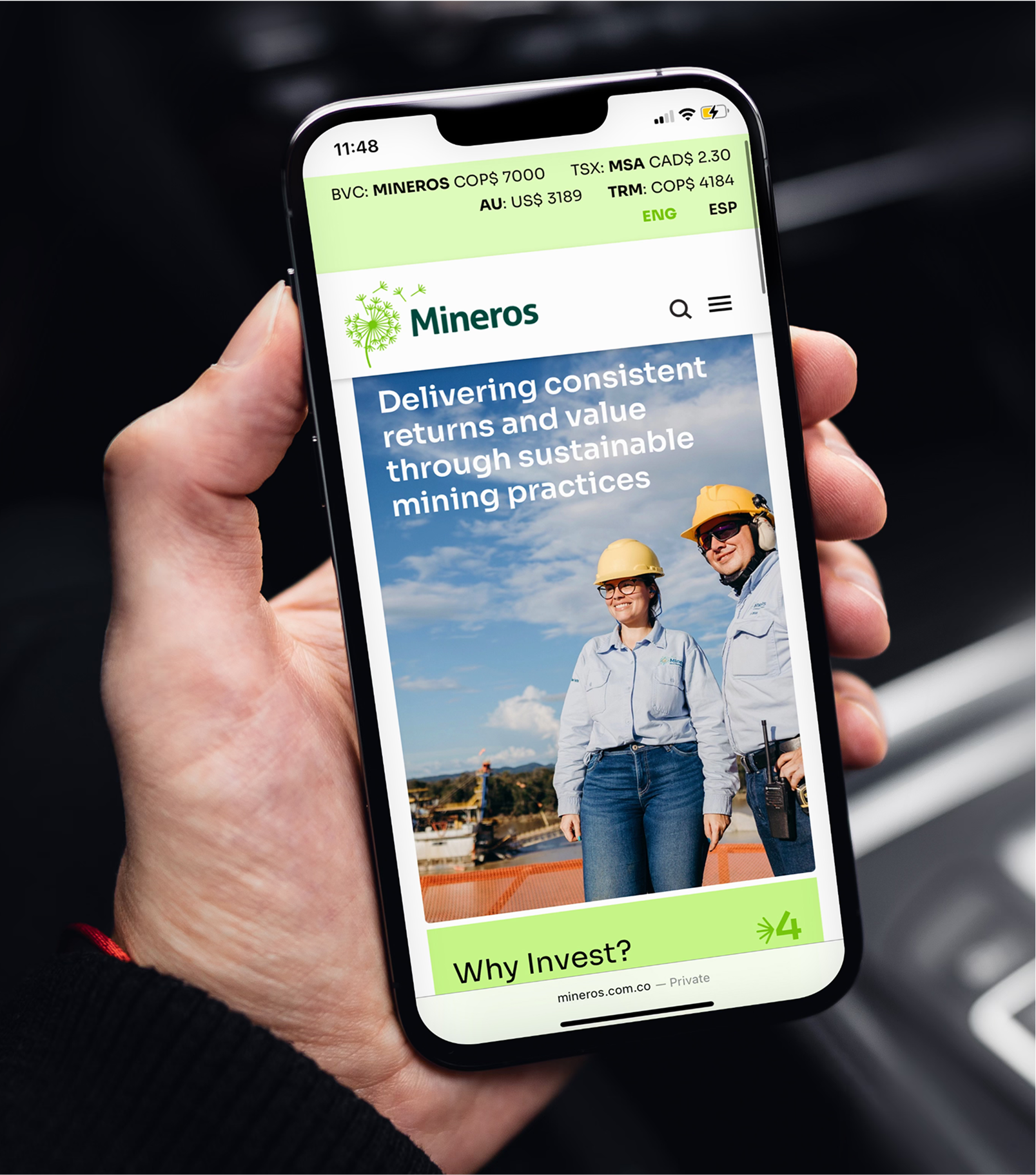 Mineros iPhone Mockup