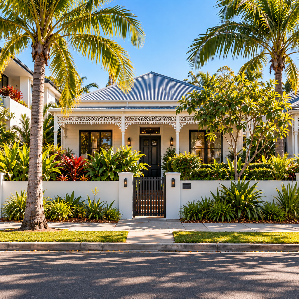 Queenslander home with timber verandah lacework, Cairns
