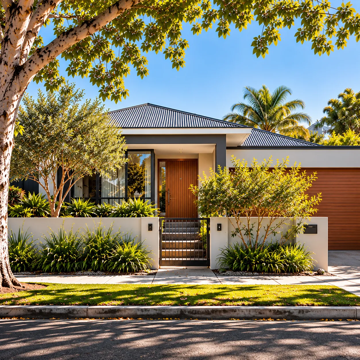 Contemporary rendered home with timber entry, Frankston
