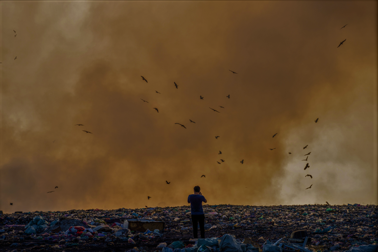 Landfill with construction waste