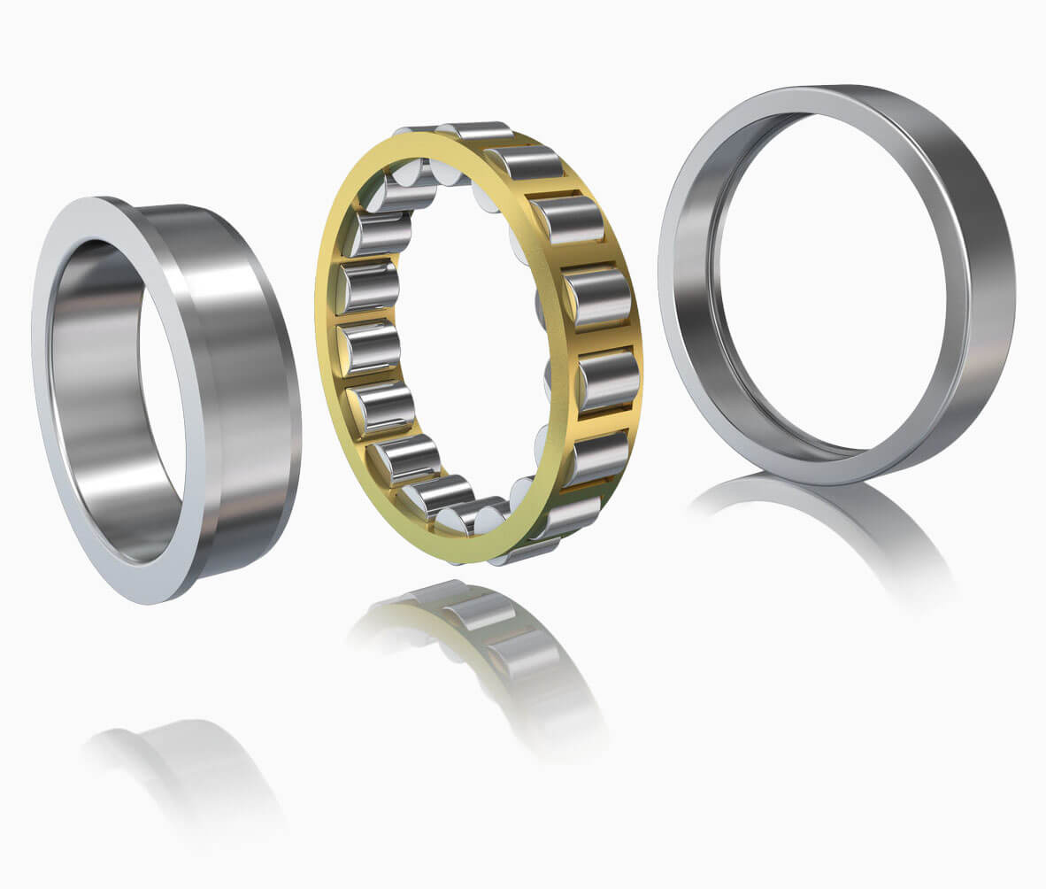 Silver metal roller bearing up close