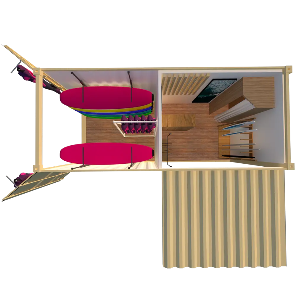 amenagement kiosque surf container sur mesure