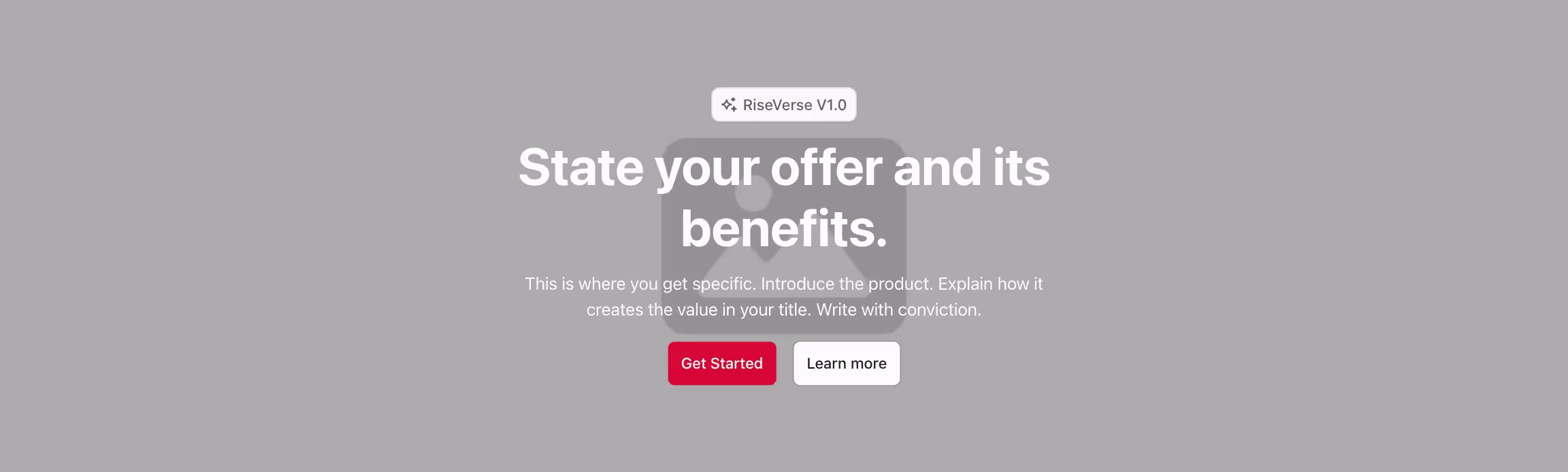 Header component with content centered and image in the background.