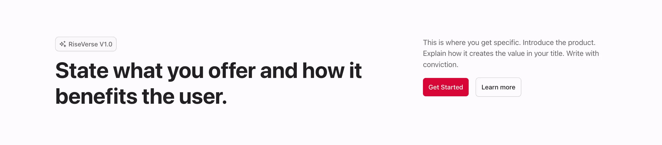 Header component with title to the left and content with buttons to the right.