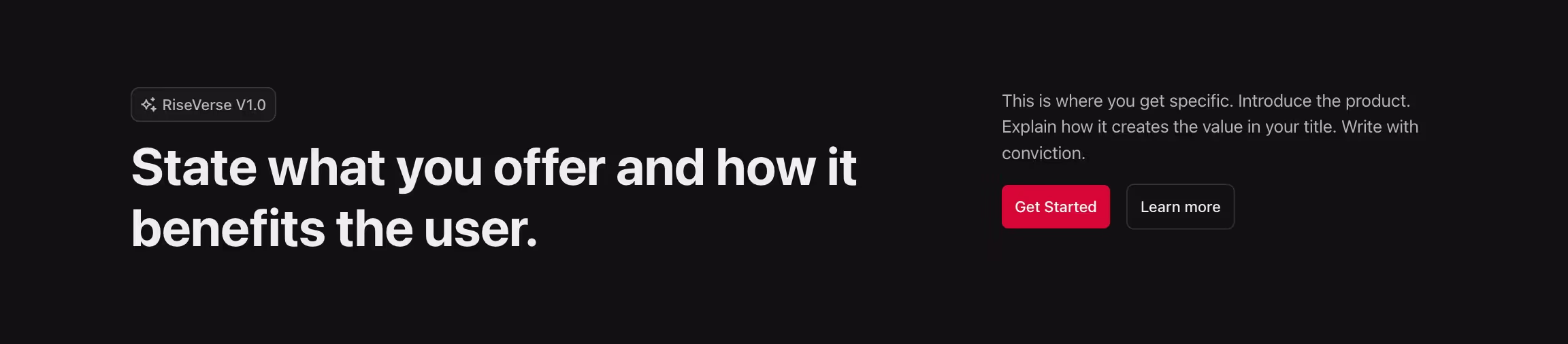 Header component with title to the left and content with buttons to the right.