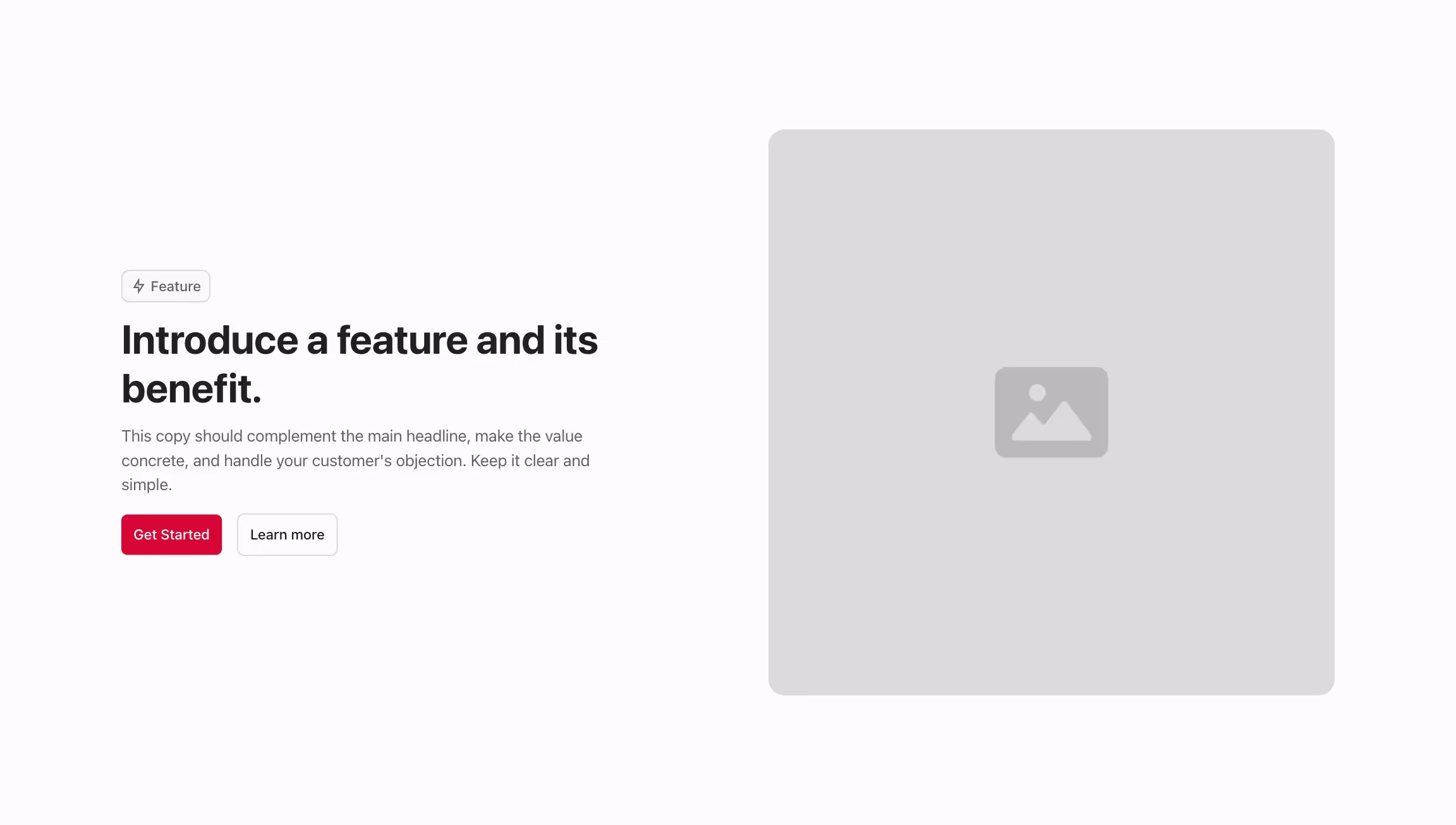 Feature component with content to the left and image to the right.