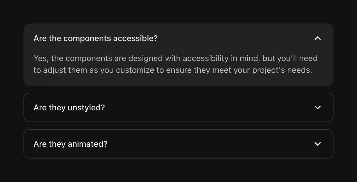 A UI element for toggling the visibility of content.