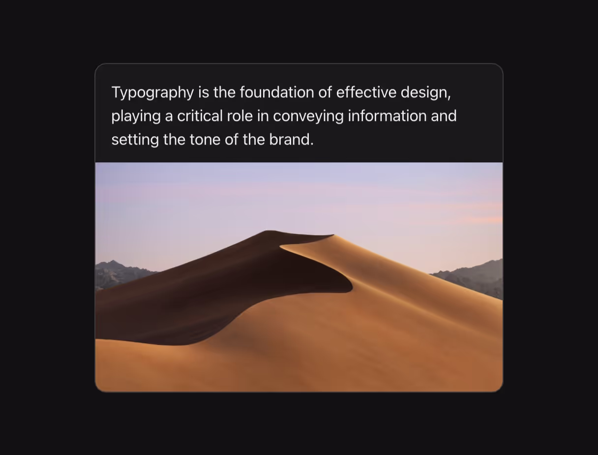 A card with an image positioned at the bottom.