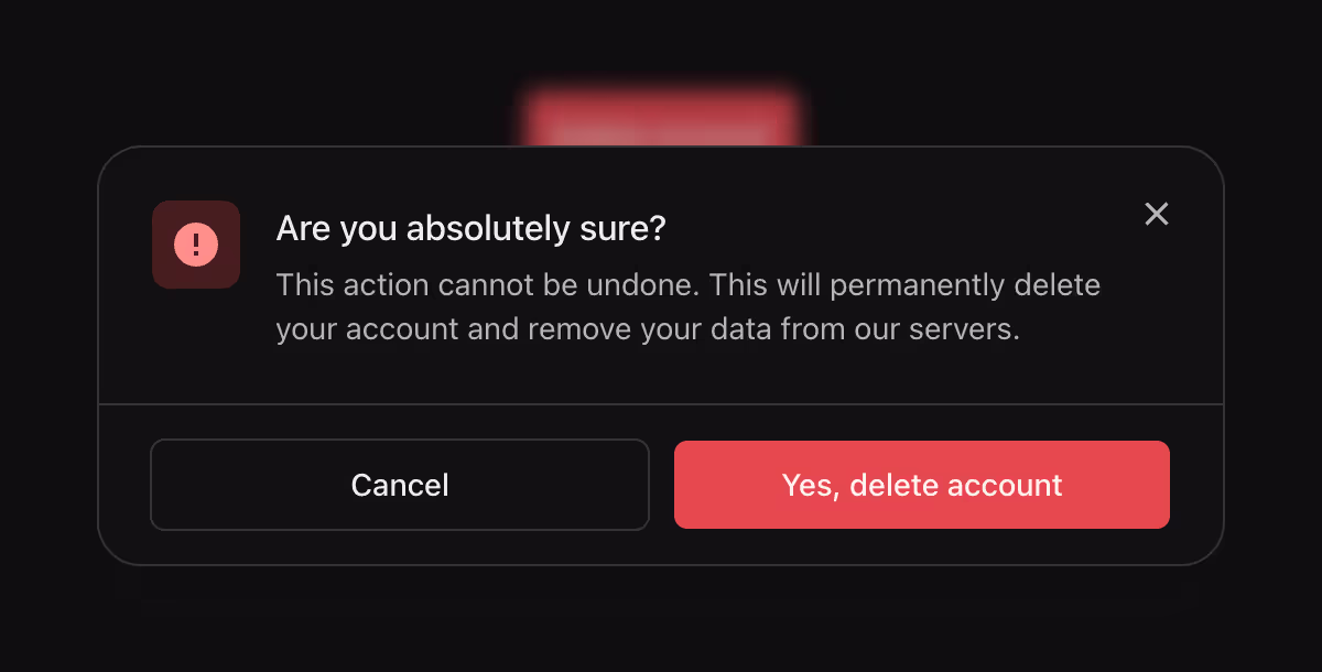 A dialog box used to display important messages or warnings that require user attention.