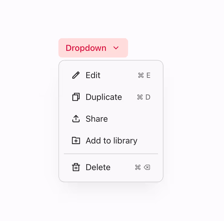 A tertiary style dropdown menu for less emphasized actions.