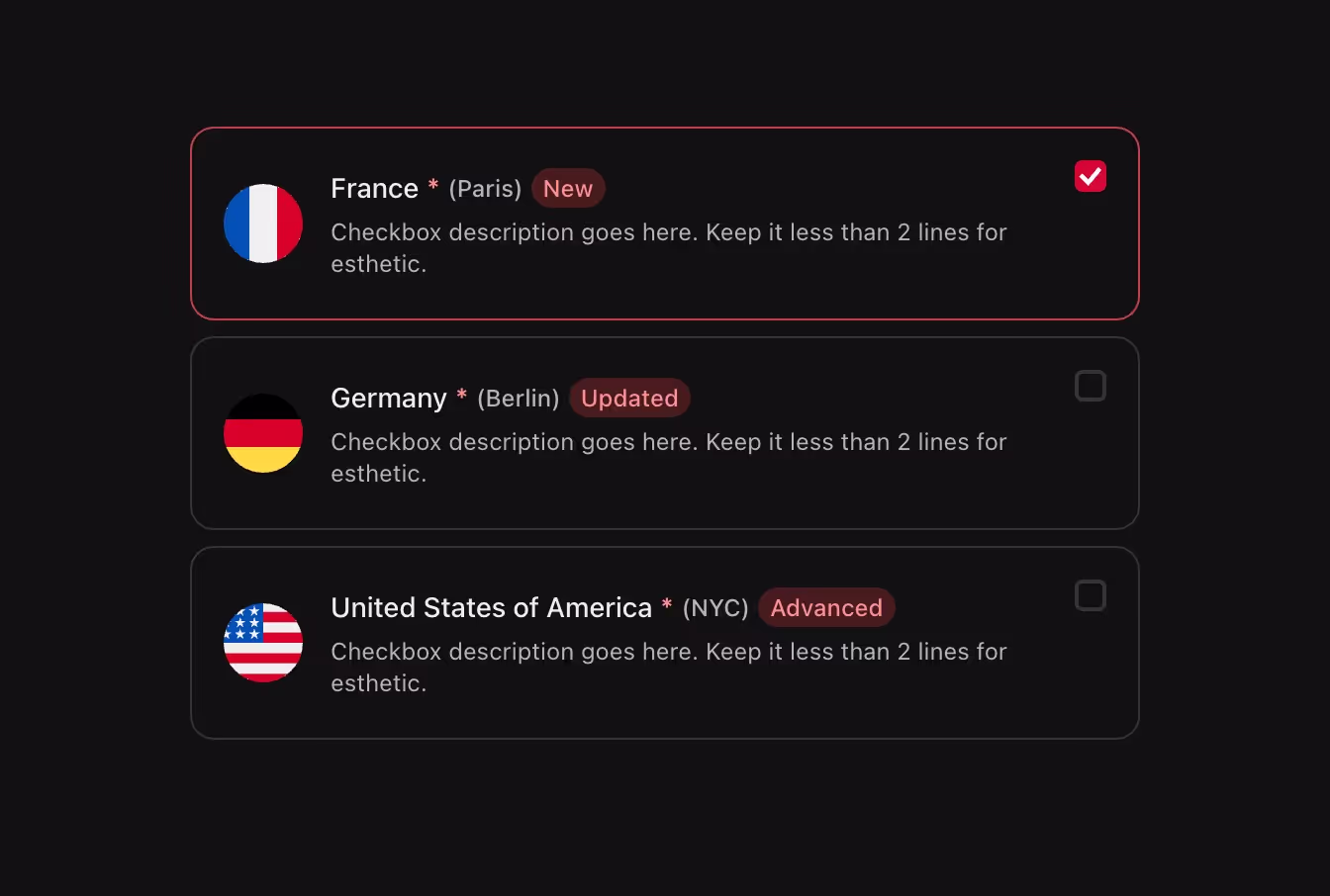A card-style checkbox with an icon inside for visual selections.