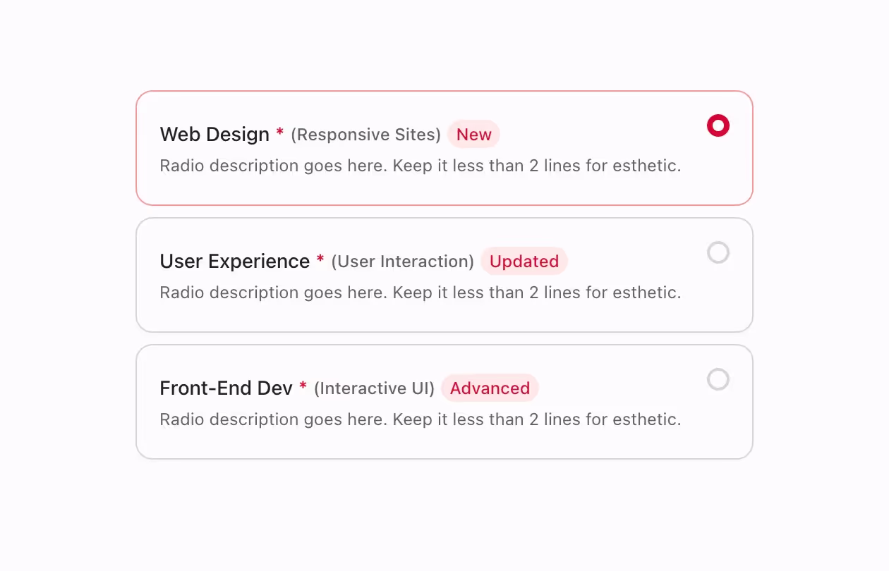 A card-style radio button for block-based option selections.