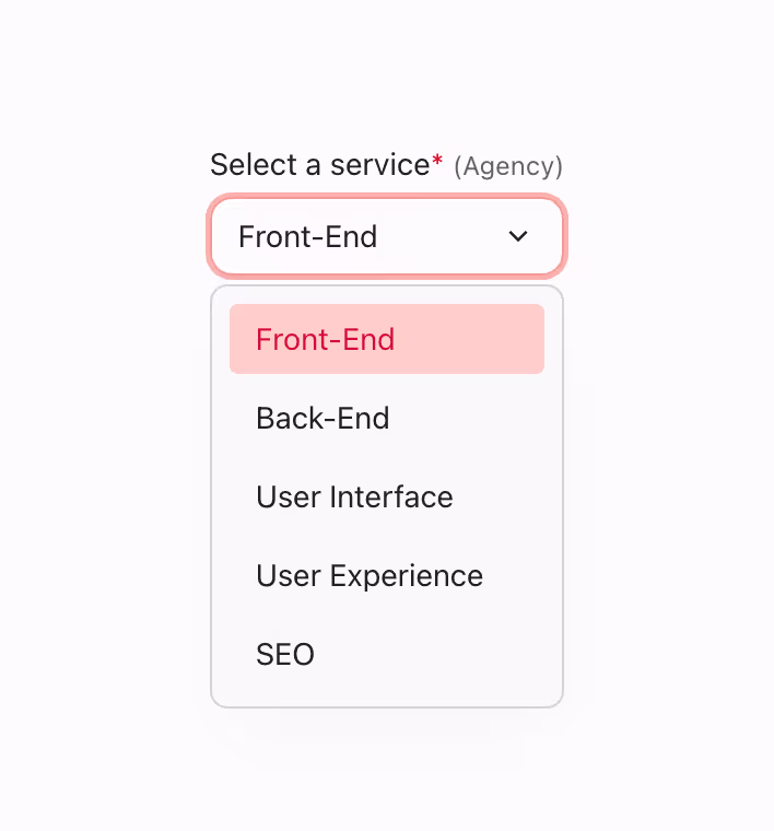 A soft select field with a subtle design for less emphasis.