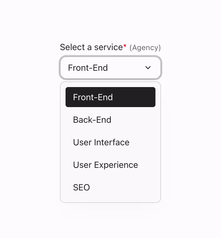 A neutral select field for a clean, balanced look.
