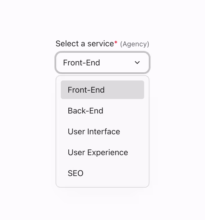 A soft neutral select field with minimal design for subtle selection.