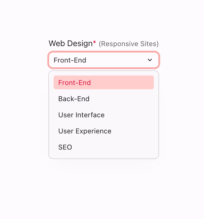 A small soft select field with a subtle design for compact usage.