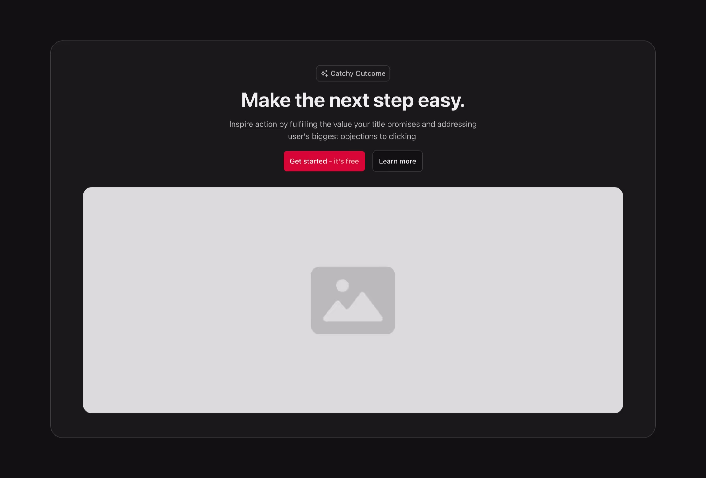 A call to action Webflow component with a headline, supporting text, buttons, and a visual area for media, encouraging user engagement.