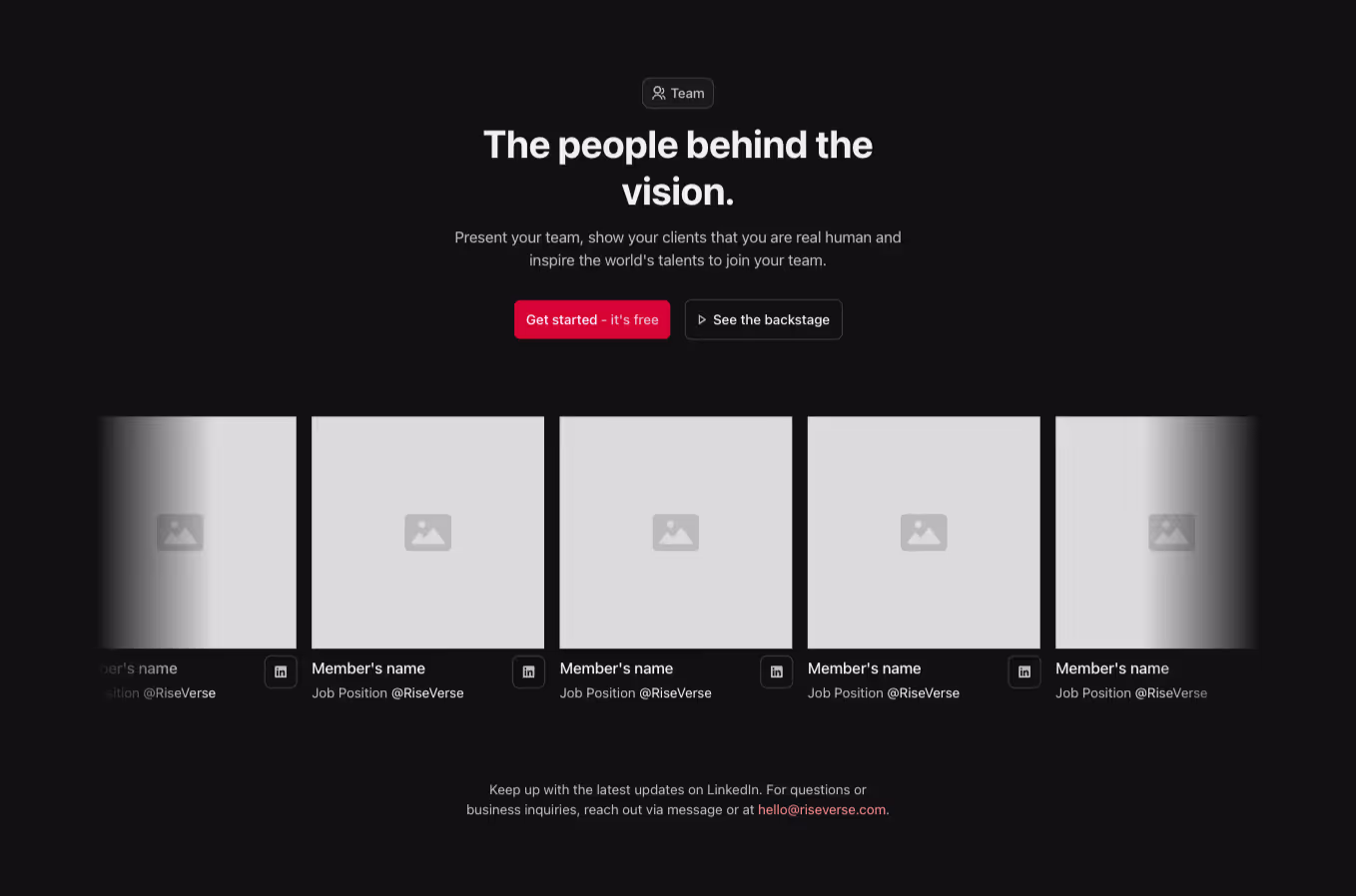 A Webflow team component featuring a slider layout with interactive elements. It includes images and a video lightbox for showcasing team-related media in a dynamic, engaging format.