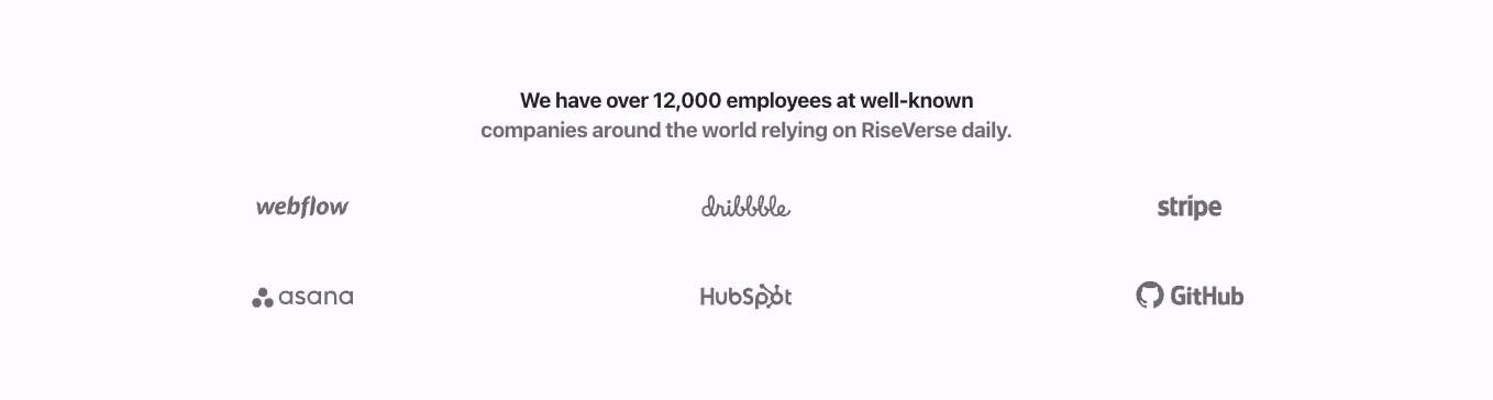 A Webflow logo component with a three-column layout. It includes text at the top, followed by a 2x3 grid of logos displayed below.
