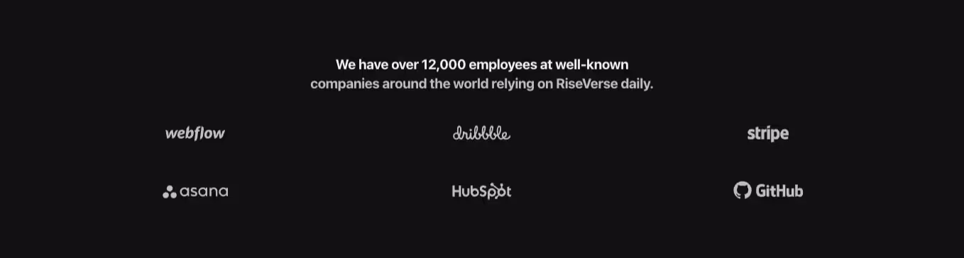 A Webflow logo component with a three-column layout. It includes text at the top, followed by a 2x3 grid of logos displayed below.