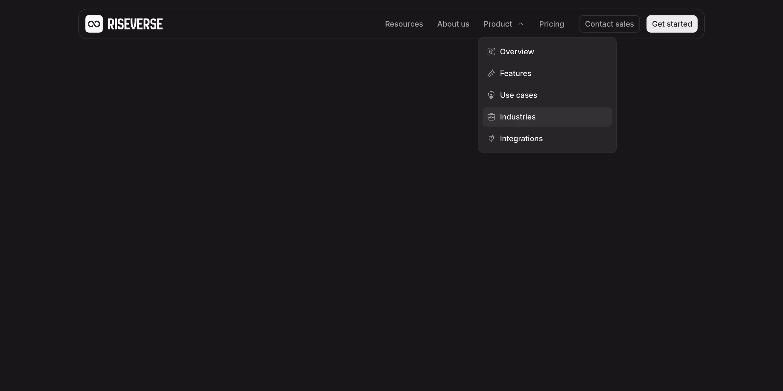 Navbar component with left-aligned logo and right-aligned menu links inside a floating container. Includes a simple 1-column dropdown menu on desktop, and a full-height menu on mobile with grouped links. This is a premium, dark mode component.