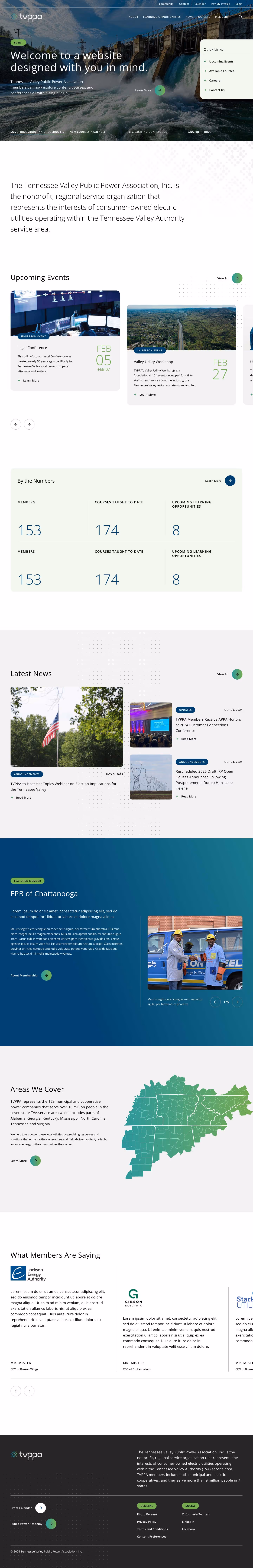 TVPPA homepage design created and developed by Triptych Interactive