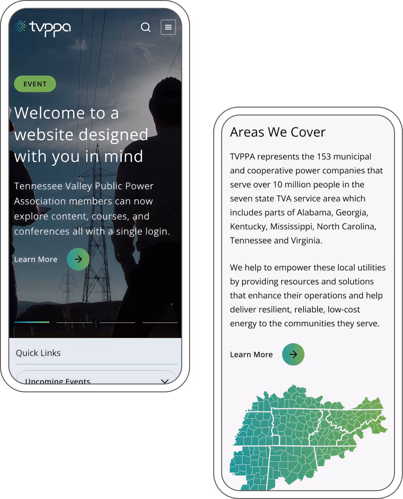 TVPPA mobile layout designed and developed by TVPPA