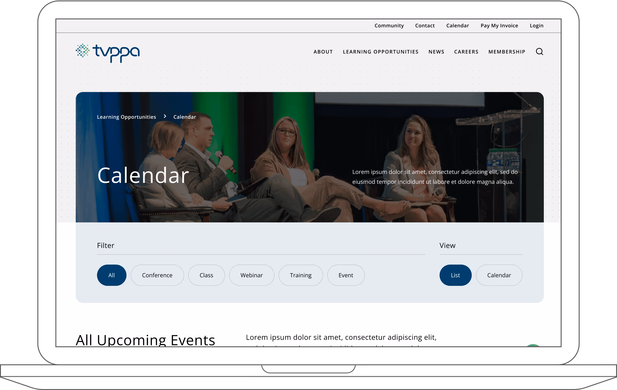 TVPPA calendar page designed and developed by Triptych Interactive